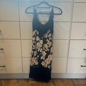 Diane Von Furstenberg Black Floral Midi Dress